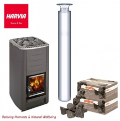 Holzofen-Set HARVIA M3 Black Steel